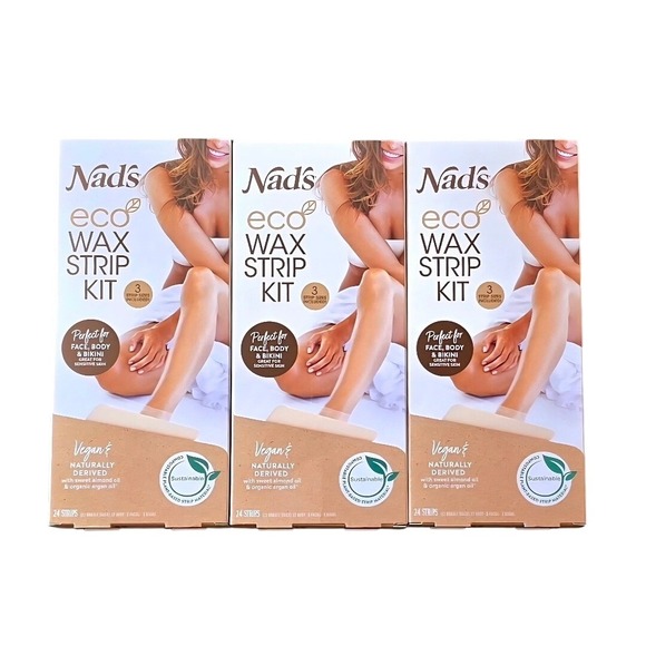 Nad's Other - (3) Nads Eco Wax Strip Kit for Face, Body & Bikini Hair Removal at Home Vegan